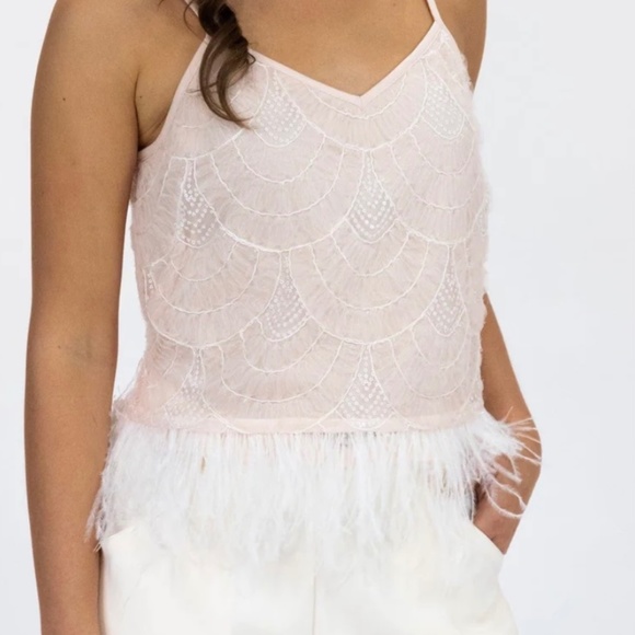 Sequin Feather-Hem Tank - Picture 2 of 4